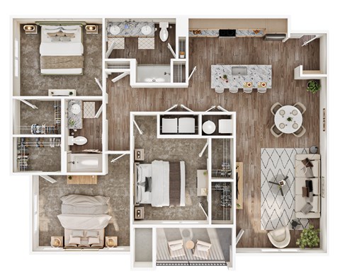 Floor plan for 3 beds, 2 baths, 1475 sqft